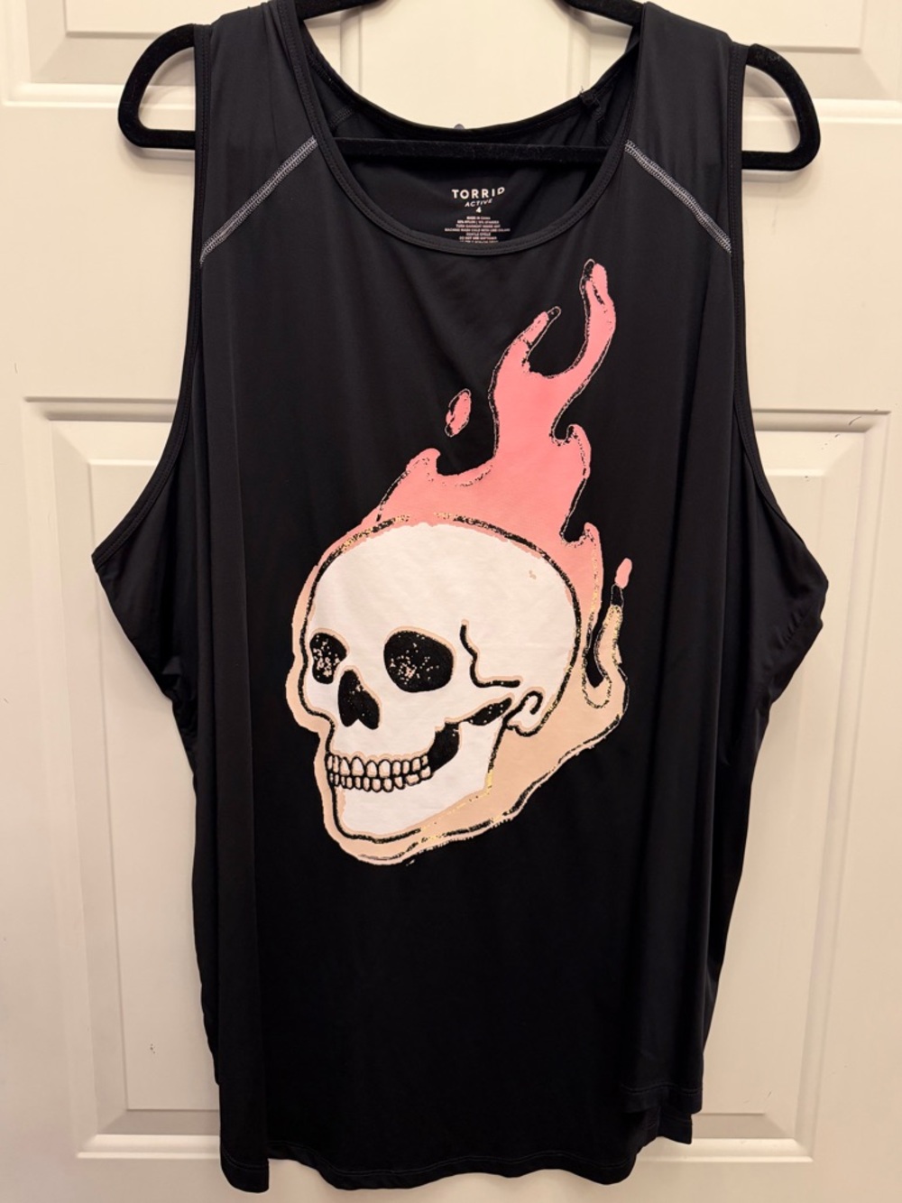 torrid Black Tank Top with Flaming Skull Graphic